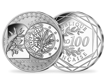Monnaie de 100 Euros en argent massif «Les 20 ans de l'euro» 2022