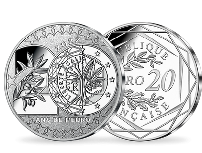 Monnaie de 20 Euros en argent massif «Les 20 ans de l'euro» 2022