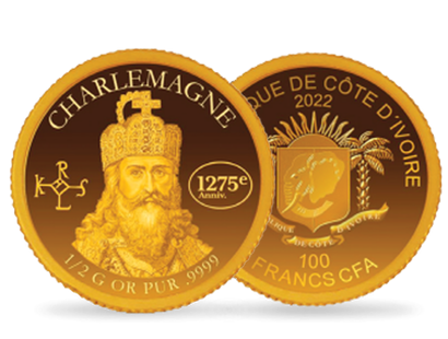 Monnaie en or le plus pur Charlemagne 2022