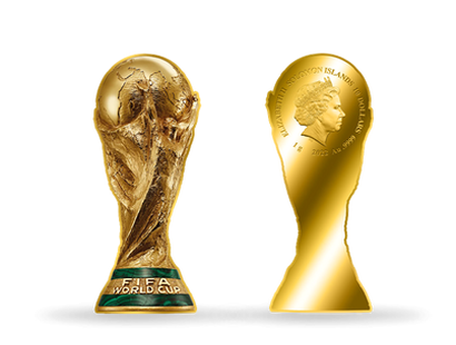 La monnaie en or le plus pur en forme du trophée de la coupe du monde de la FIFA Qatar 2022™ 