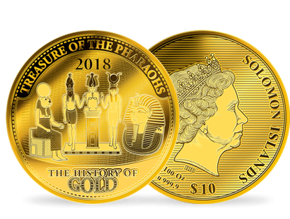 La monnaie 1/100 d'once or « Trésor des pharaons », grand diamètre: 45 mm ! 