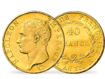 Monnaie de 40 Francs en or massif "Napoléon Ier Empereur Tête Nue"