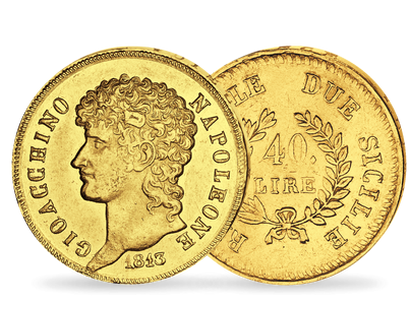 Monnaie ancienne en or massif "40 Lire - Joachim Murat"