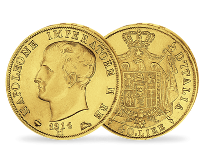 Monnaie ancienne en or massif "40 Lires - Napoléon Ier"