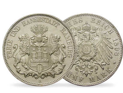 Deutsches Reich/Hamburg 5 Mark 1891-1913