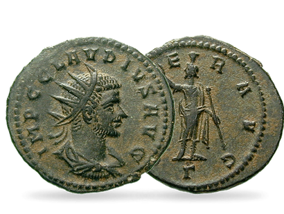 Antike Bronzemünze Kaiser Claudius II. Gothicus