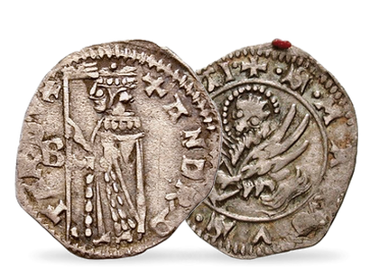 Monnaie authentique en argent du Moyen Âge « Doge de Venise »(1368-1382)