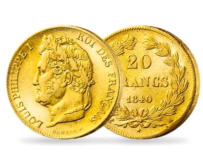 Monnaie ancienne en Or « 20 Francs Louis Philippe Tête laurée »