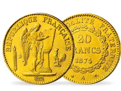 Monnaie de 20 Francs en or massif «Génie IIIème République»