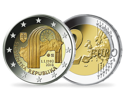 Monnaie de 2 Euros "25 ans de la République" Slovaquie 2018