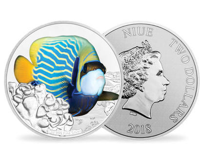 Monnaie 2 Dollars « Le Poisson-ange empereur » Niue 2018