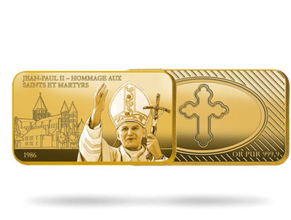 Lingot en or le plus pur« Jean Paul II - Hommage aux Saints et Martyrs » 