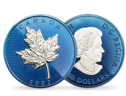 La monnaie en argent « Feuille d’érable-Rhodium bleu » Canada 2022
