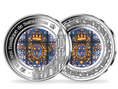 Frappe vitrail en argent massif «875 ans Basilique de Saint-Denis»