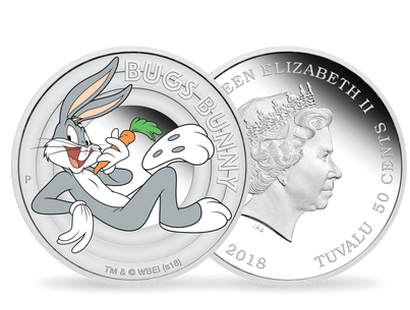 Monnaie en argent pur colorisé «Bugs Bunny» Tuvalu 2018