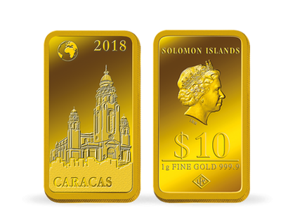 Monnaie-lingot en or pur «Caracas - Panthéon National»