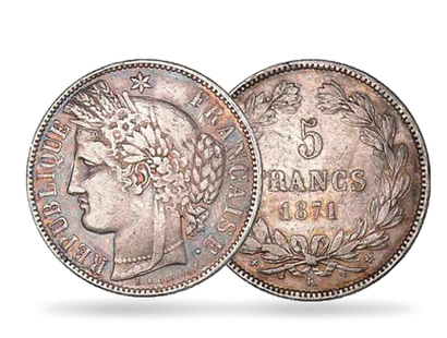 Monnaie de 5 Francs en argent massif «Cérès IIIème République»