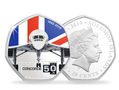 Monnaie argentée & colorisée «50ème anniversaire Concorde - Le Décollage»