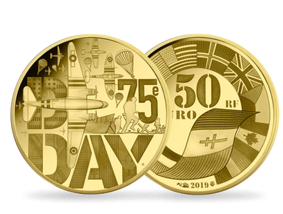 Monnaie de 50 Euros en or pur «D-Day» 2019
