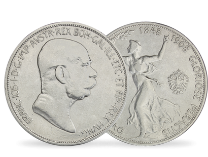 5 Silberkronen von 1908 zum 60-jährigen Regierungsjubiläum von Kaiser Franz Joseph I.