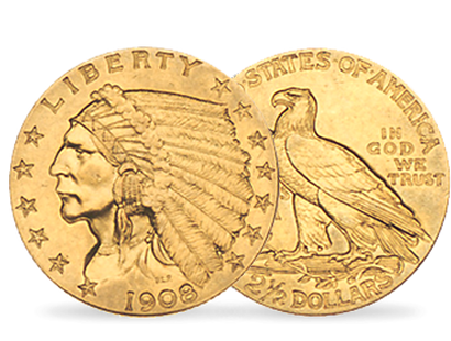 2,5 Dollar Goldmünze "Indianerkopf"
