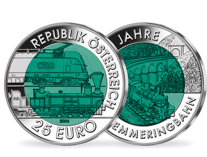 25 Euro Silber-Niob-Münze 2004 ''150 Jahre Semmeringbahn'', Österreich 2004