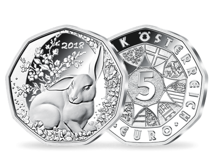 5-Euro-Silbermünze "Osterhase" aus Österreich 2018