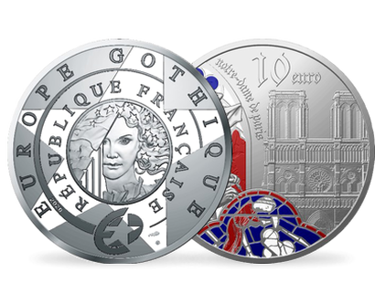 Frankreichs 10-Euro-Silbermünze "Gotik" mit Farbveredelung