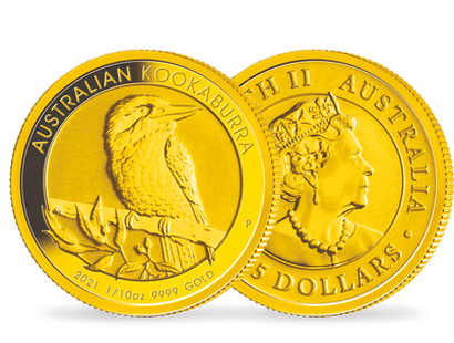 Australiens Anlagemünze "Kookaburra" 2021 aus 1/10 Unze Gold