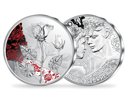 10-Euro-Silbermünze "Die Rose" mit Teilkolorierung