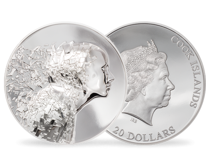 Hoch-Relief-Münze "Silver Burst" aus reinem Silber