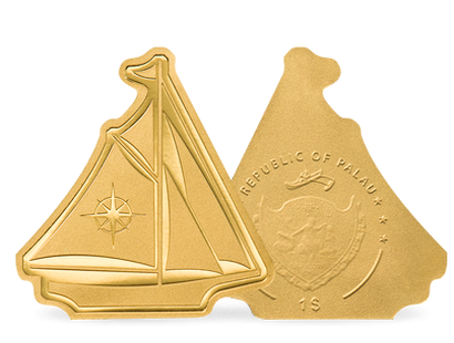 Shape-Münze "Segelboot" aus reinstem Gold