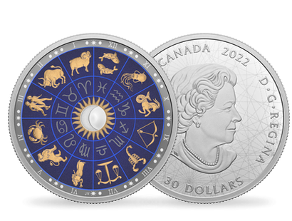 Kanadas Silbermünze "Sternzeichen" mit Schwarzlicht-Effekt