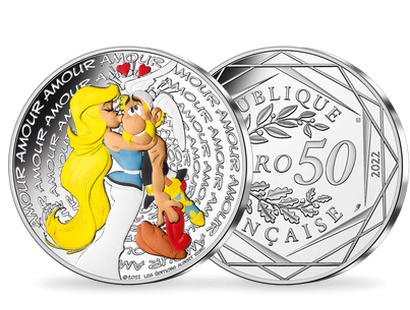 Frankreichs 50-Euro-Silbermünze "Asterix - Liebe" 