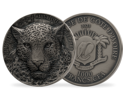 Big Five of Asia: Premium-Silbermünze "Leopard" mit Hoch-Relief