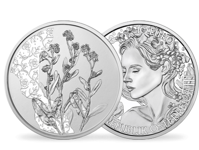 10-Euro-Silbermünze 2023 "Das Vergissmeinnicht" im Blister