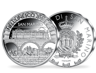 10-Euro-Silbermünze "15 Jahre Unesco-Weltkulturerbe" aus San Marino