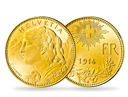 Original-Goldmünze "Franken Vreneli" aus der Schweiz
