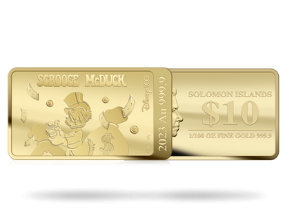 Goldbarren-Münze "Disney 100 – Dagobert Duck"