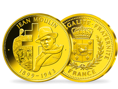 La frappe en or en hommage à Jean Moulin 1899-1943