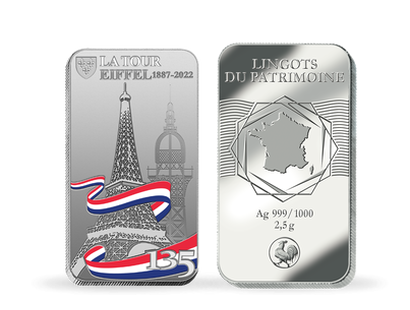 Lingot en argent colorisé «135ème anniversaire de la Tour Eiffel» 