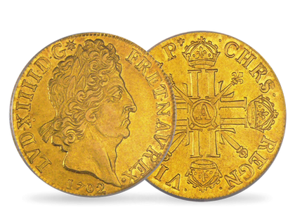Monnaie ancienne en or massif «Louis d'Or - Louis XIV aux 8 L»