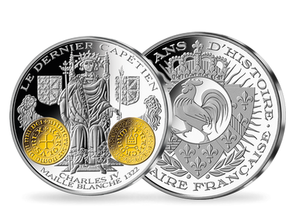 Frappe en argent pur 2000 ans d'histoire monétaire française « Maille Blanche Charles IV 1322 »
