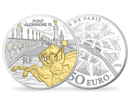 La monnaie 50 Euros 5 onces Argent Pont Alexandre III - Trésors de Paris 2018