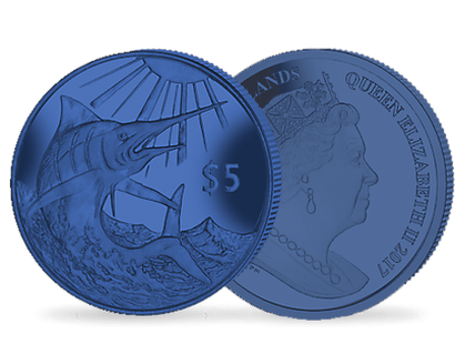 Monnaie de 5 Dollars en titane massif «Marlin Bleu» 2017