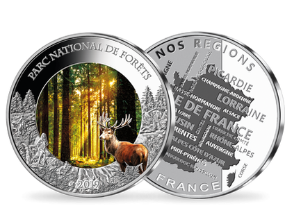 Frappe en argent colorisé « Parc national de Forêts » 