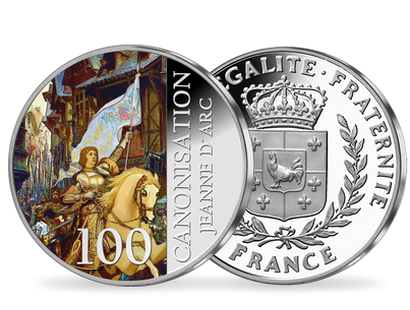 Frappe en argent colorisé  «100ème anniversaire de la  Canonisation de Jeanne d'Arc»