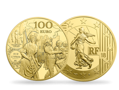 Monnaie de 100 Euros en or pur «Semeuse - Ecu de 6 Livres» 2018