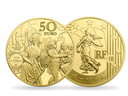 Monnaie de 50 Euros en or pur «Semeuse - Ecu de 6 Livres» 2018