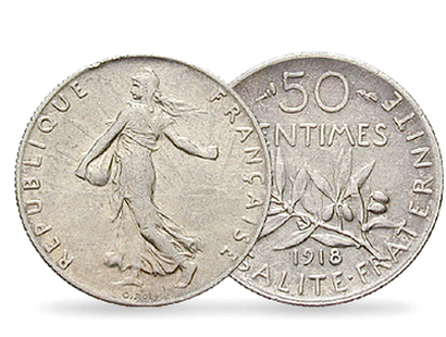 Monnaie de 50 centimes en argent «Semeuse» IIIème République